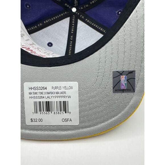 LA Lakers Mitchell & Ness NBA Snapback Hat Cap 3D Logo Purple Yellow NWT - Picture 6 of 9